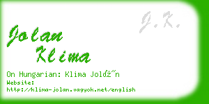 jolan klima business card